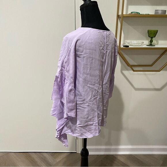 Crosby Mollie Burch Purple Ruffle Sleeve Oversized Crop Size S - Picture 6 of 8